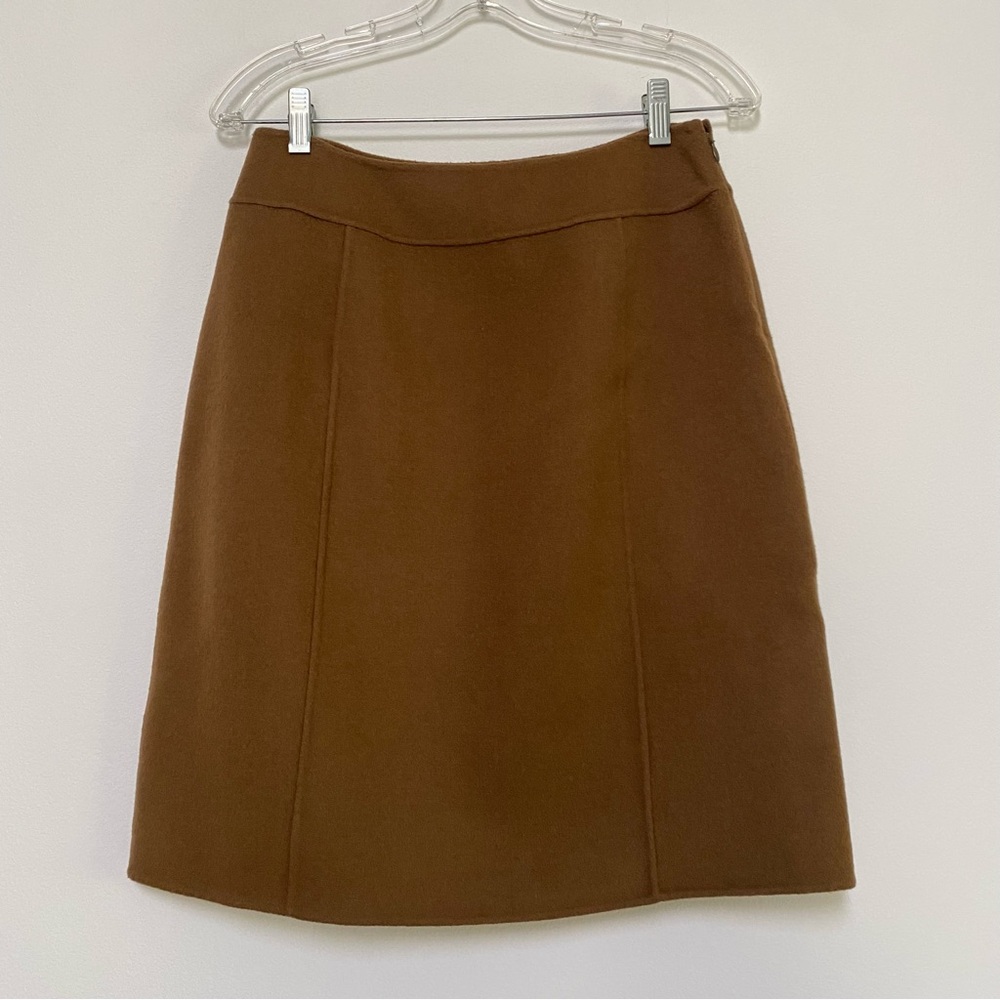 Carole Little Wool Straight Skirt Size 6 Brown